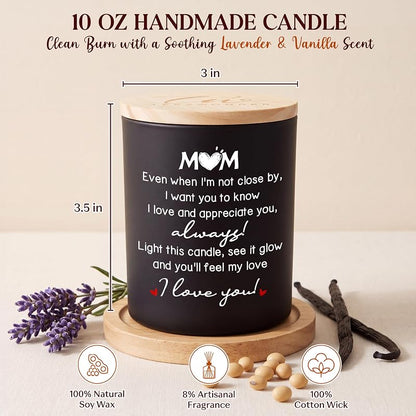 Vanilla Lavender Candle 10 oz - Christmas Gift for Mom | Black Jar, Mom In My Heart