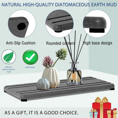 Diatomite Stone Sink Tray Set by DryingNeat - 3PCS Instant Drying Coasters | Kitchen Sponge Holder - 8x4 & 4x4 Inches