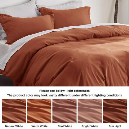 Bedsure Duvet Cover King Size - Soft Double Brushed Bedding Set for Kids & Adults, Zipper Closure, 3 Pieces, Includes 1 Duvet Cover (104"x90") & 2 Pillow Shams, NO Comforter, Terracotta