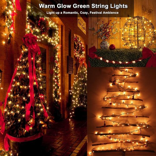 BrizLabs Clear Christmas Lights - 300 Count Warm White String Lights | 69.6ft Connectable for Holiday Decor