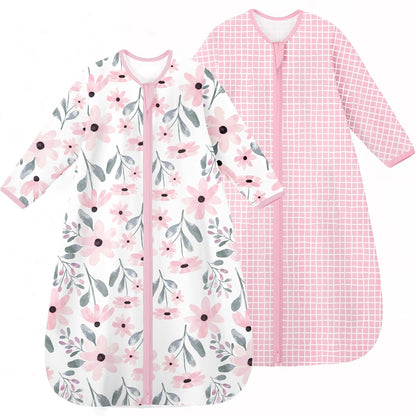 Yoofoss Baby Sleep Sack - 100% Cotton Long Sleeve Wearable Blanket for Infants 6-12 Months | 2-Way Zipper, 0.5 Tog