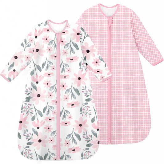 Yoofoss Baby Sleep Sack - 100% Cotton Long Sleeve Wearable Blanket for Infants 6-12 Months | 2-Way Zipper, 0.5 Tog