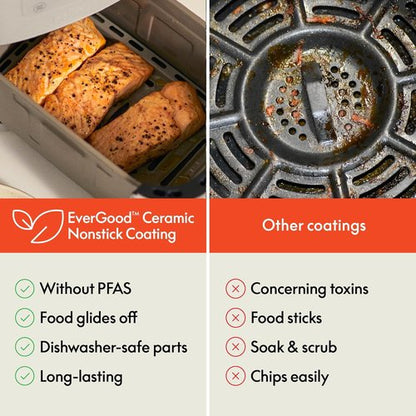 Bella 4 Qt TriZone Air Fryer - EverGood™ Ceramic Nonstick, Dual Basket Design | Digital Touchscreen, 6 Presets