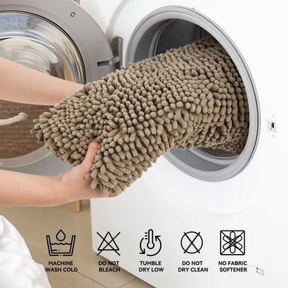 Bcoimo 24x17 Chenille Bath Mat – Non-Slip with Backing Bath Rug Ultra-Absorbent and Machine Washable Bathroom Mat Quick-Dry Design. Ideal for Bathroom Shower and Tub Areas