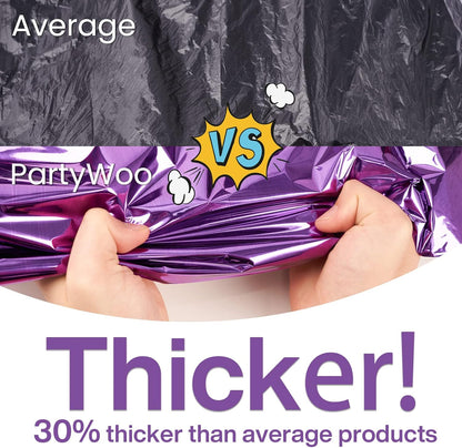 PartyWoo Purple Foil Tablecloth - Waterproof Metallic Rectangle Cover | 54 x 108 Inch, 3 Pack for Events