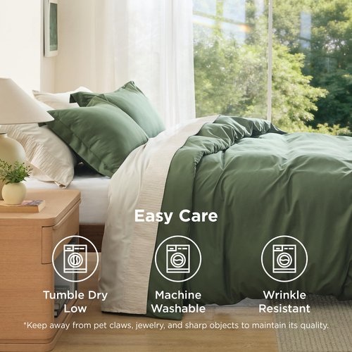 Bedsure Duvet Cover California King Size - Soft Double Brushed Bedding Set for Kids & Adults, Zipper Closure, 3 Pieces, Includes 1 Duvet Cover (104"x98") & 2 Pillow Shams, NO Comforter, Olive Green