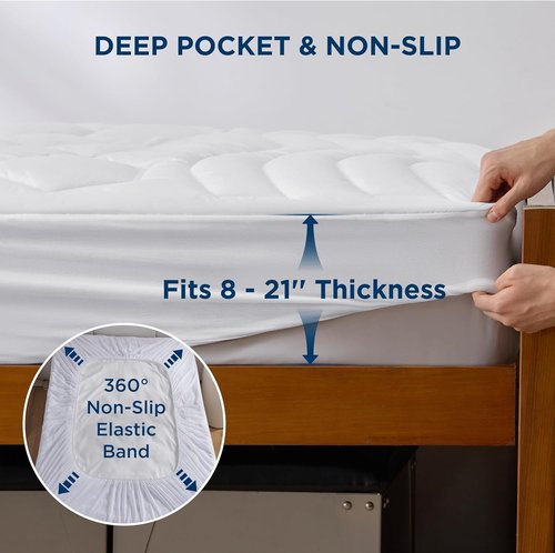 Bedsure Twin XL Mattress Pad - Soft Quilted Mattress Topper for College Dorms | Washable, 39x80 Inches, White