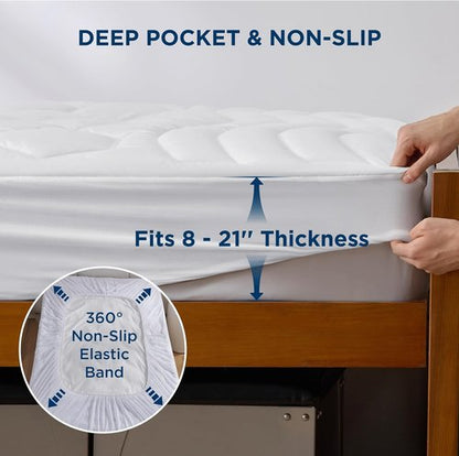 Bedsure Twin XL Mattress Pad - Soft Quilted Mattress Topper for College Dorms | Washable, 39x80 Inches, White