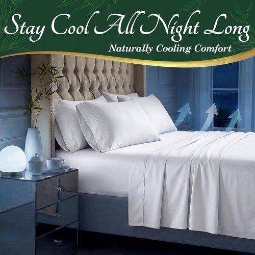 Decolure King Size Bamboo Viscose Sheets - Luxury 6 Pc Naturally Cooling Bed Set | Ultra Soft, Deep 17" Pockets, Oeko Tex Standard (White)