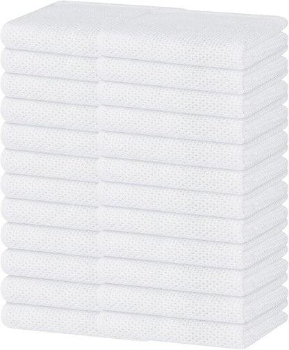Homaxy 100% Cotton Waffle Weave Dish Towels - Ultra Soft & Absorbent | 13 x 28 Inches, 24-Pack, White