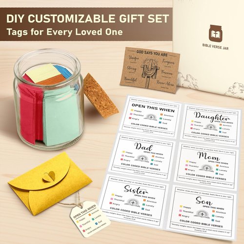 Bible Verse Jar - Inspirational Christian Gift for Daily Encouragement | Handmade 90-Day Color-Coded Verses