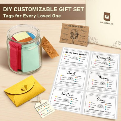 Bible Verse Jar - Inspirational Christian Gift for Daily Encouragement | Handmade 90-Day Color-Coded Verses