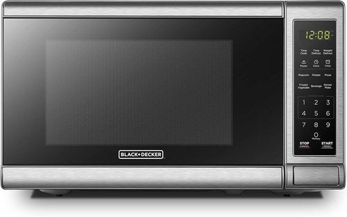 BLACK+DECKER Digital Microwave Oven - 700W with Turntable, Child Safety Lock, Stainless Steel, 0.7 Cu.ft
