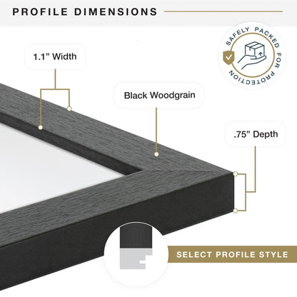 MCS Studio Gallery 20x27 Poster Frame Black Woodgrain, Vertical & Horizontal Wall Hanging Large Picture Frame for Photos, Posters & Art Prints (2-Pack)