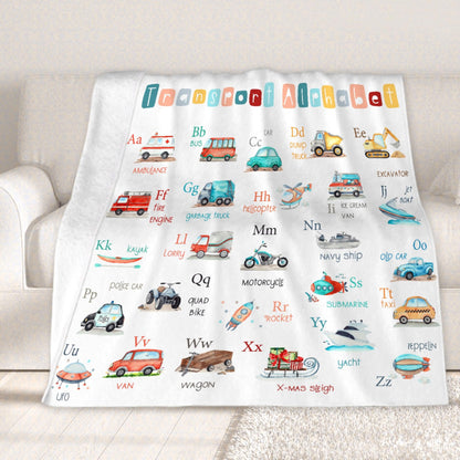 YABUKITA Transport Alphabet Blanket Throw Construction Blanket Truck Toddler Throw Blanket Truck Cars Lover Gift for Halloween Christmas Birthday 40x50in for Kids/Child