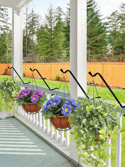 Biubee Deck Bird Feeder Hanger - 4 Pack Extended Angled Metal Plant Hangers for 2" x 4" & 2" x 6" Rails