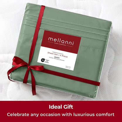 Mellanni Extra Deep Queen Sheets - 4 PC Iconic Collection Bedding - Hotel Luxury, Ultra Soft, Cooling Bed Sheets - Wrinkle, Fade, Stain Resistant (Queen, Sage)