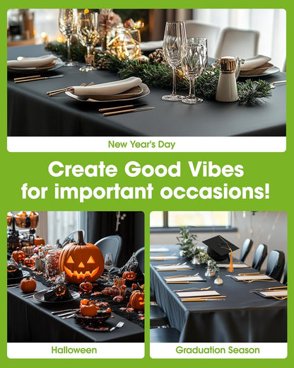 Pureegg Disposable Plastic Tablecloths - 12 Pack, 54 x 108 Inch, Sturdy & Leakproof for Parties, Picnics, Halloween, White & Black
