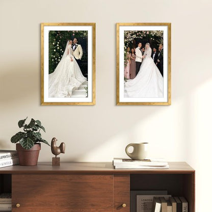 upsimples 11x17 Picture Frame, Display Pictures 9x15 with Mat or 11 x 17 Without, Wall Hanging Poster Frames, Bronze, 1 Pack