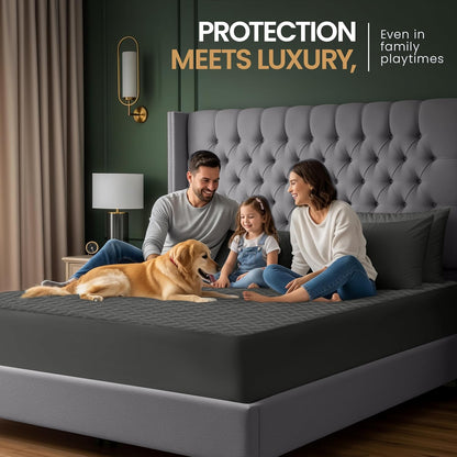 Utopia Bedding Waterproof Mattress Protector - Premium Soft Fabric, Twin Size (Gray), Fits 15" Deep