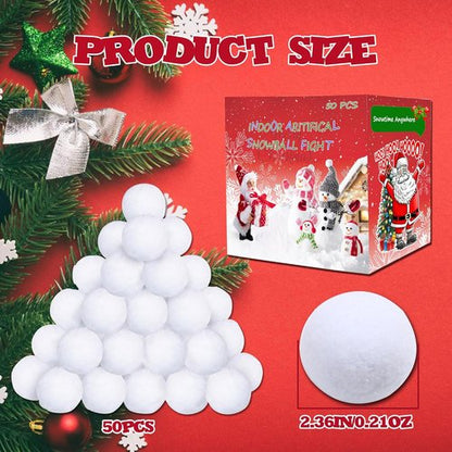 Fake Snowballs - 50 Pcs Soft Indoor & Outdoor Snow Fight Balls | Fun Christmas Decor & Party Supplies