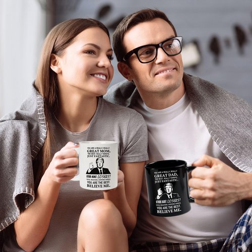 Breezy Valley Mom and Dad Mugs Gifts for Parents from Daughter Son - New Parent Gifts for Mommy Daddy from Children Kids, Funny Birthday Anniversary Mom and Dad Coffee Mugs Set Gift Ideas