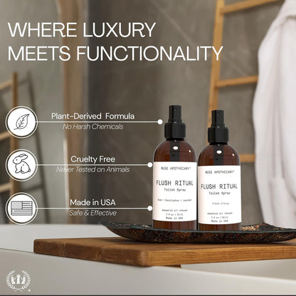 Muse Apothecary Flush Ritual - Refreshing Toilet Spray with Natural Essential Oils | 2 oz Citrus Scent