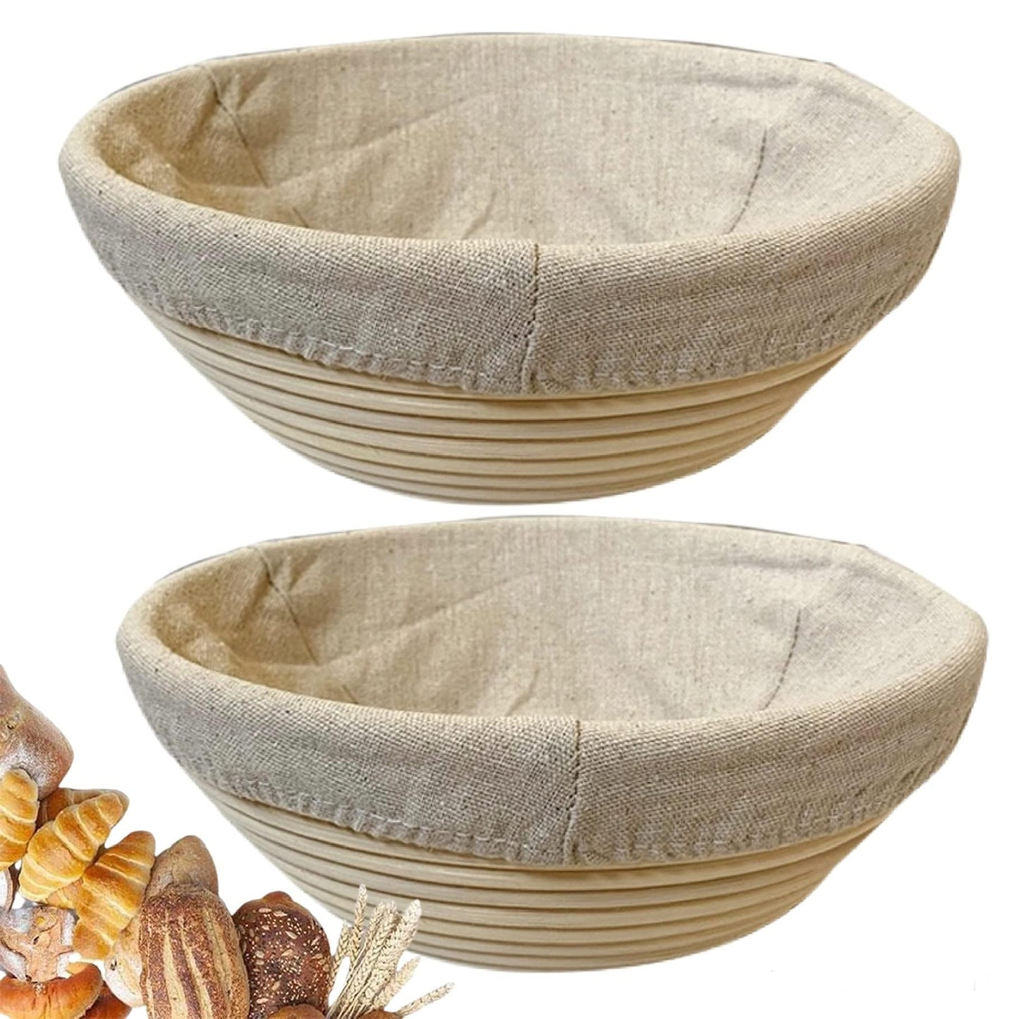 9 Inch Round Bread Banneton Proofing Basket Set of 2 – Bread Baking Kit Sourdough Proofing Basket for Artisanal Bread – Bread Making Tools For Professional & Home Bakers (9 inch round- 2 pack)