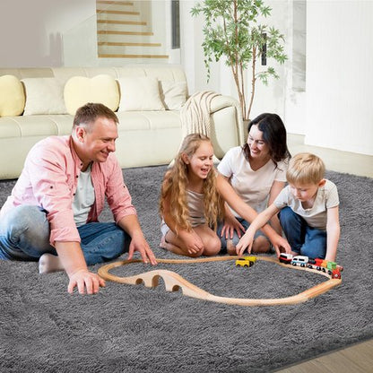 5X8 Ultra Soft Rug for Living Room, 5X8 Fluffy Shag Area Rug for Bedroom, Modern Shaggy Carpets Fuzzy Rug for Teens Dorm Nursery Home Decor Aesthetic, Upgrade Anti-Skid Durable, Grey