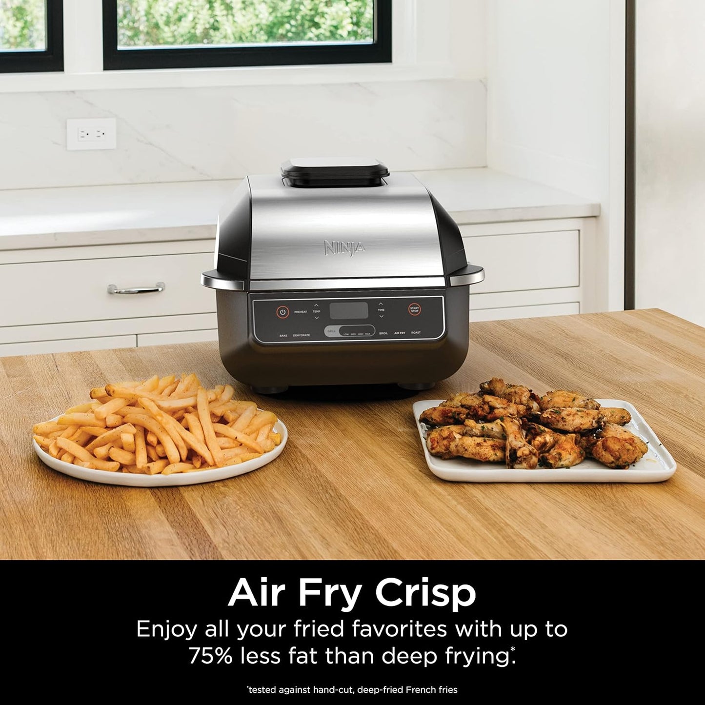 Ninja EG201 Foodi 6-in-1 Indoor Grill - Air Fry, Roast, Bake & Broil - Dishwasher Safe, Black/Silver