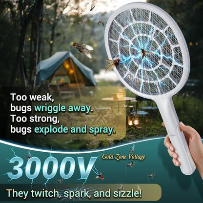 Gold Zone Electric Fly Swatter - Powerful Bug Zapper Racket with 3 mm Mesh | Lightweight, Battery Powered for Indoor & Outdoor Use