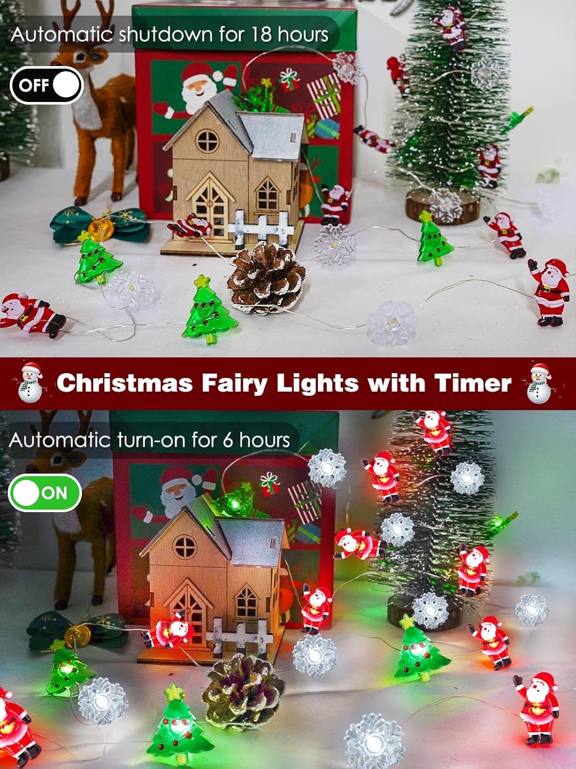 Skiennix Christmas String Lights - 10ft 30LED Fairy Lights with Remote & Timer | Battery Operated for Indoor/Outdoor Decor