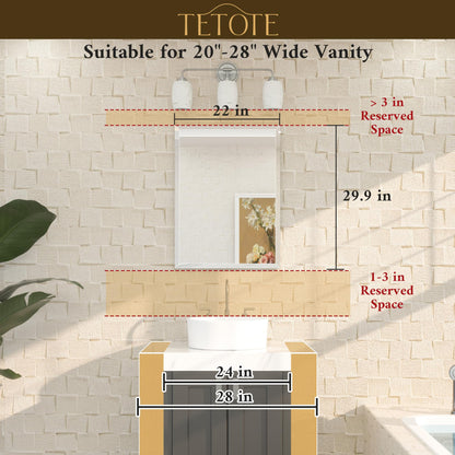 TETOTE 22" x 30" Bathroom Mirror Frameless Tempered Wall Mounted Beveled Mirror for Bathroom