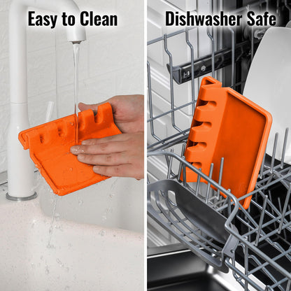 Zulay Kitchen Silicone Utensil Rest with Drip Pad for Multiple Utensils - BPA-Free, Heat-Resistant Spoon Rest & Spoon Holder for Stove Top - Kitchen Utensil Holder for Ladles & Tongs - Orange