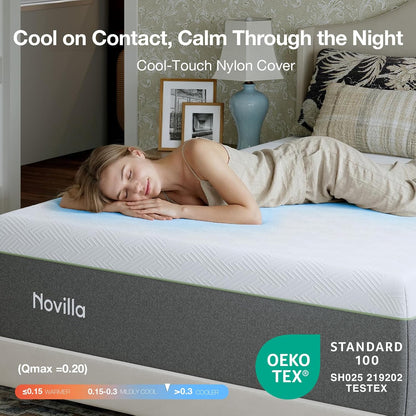 Novilla Bliss Queen Size Memory Foam Mattress - 10 Inch Cool-Touch Cover for Refreshing Sleep & Pain Relief