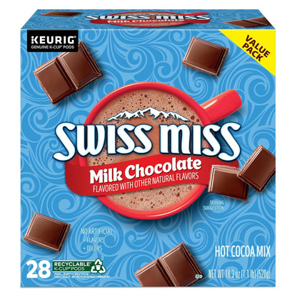 Swiss Miss Hot Cocoa K-Cup Pods - Rich Milk Chocolate Flavor | 28 Count Single-Serve Packs