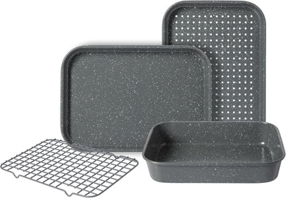 Oster Greystone Premium 4-Piece Carbon Steel Bakeware Set - PFOA-Free Non-Stick for Effortless Cooking