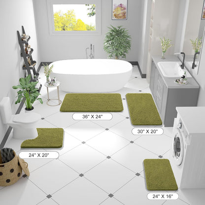 OLANLY Bathroom Rugs - Extra Soft Chenille Bath Mats with Rubber Backing | 30x20, Quick Dry, Willow Green