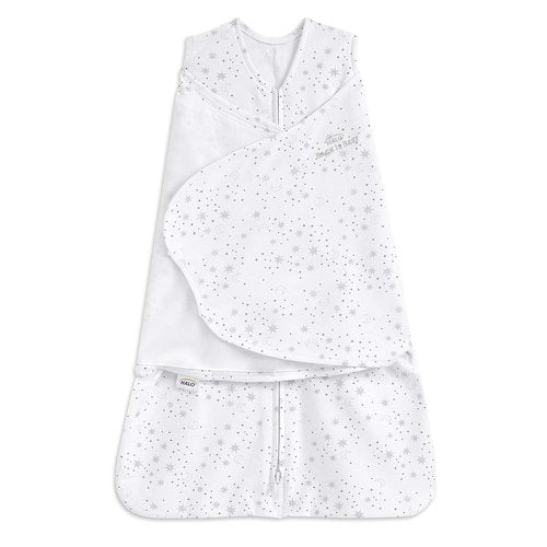 HALO 100% Cotton Sleepsack Swaddle - 3-Way Adjustable Wearable Blanket, TOG 1.5, Midnight Moons Grey, Small (3-6 Months)