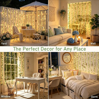JMEXSUSS Pothos Curtain Lights with 200 LEDs, 6.5ft x 6.5ft USB Vine Lights - Variation: Pothos+6.5x6.5ft