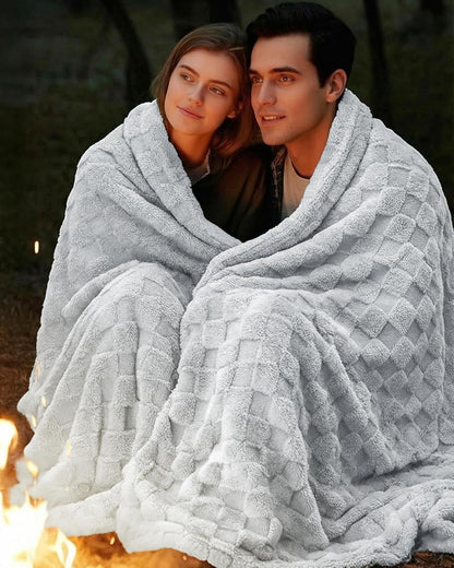 Utopia Bedding Cool Grey Checkered Fleece Throw Blanket - Soft Plush Cozy Design | 50x60 Inches
