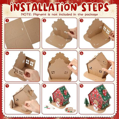 Harloon Christmas Gingerbread House Kit - 24 Sets of DIY Cardboard Craft Decorations for Kids