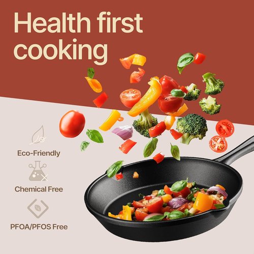 Bakken 10" Cast Iron Skillet - Pre-Seasoned Frying Pan with Even Heat Retention | Versatile for Stove, Oven & Grill