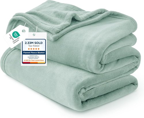 Bedsure GentleSoft Fleece Blanket - Sage Green, Queen Size, 280GSM Soft & Cozy for Bed, Sofa, Travel