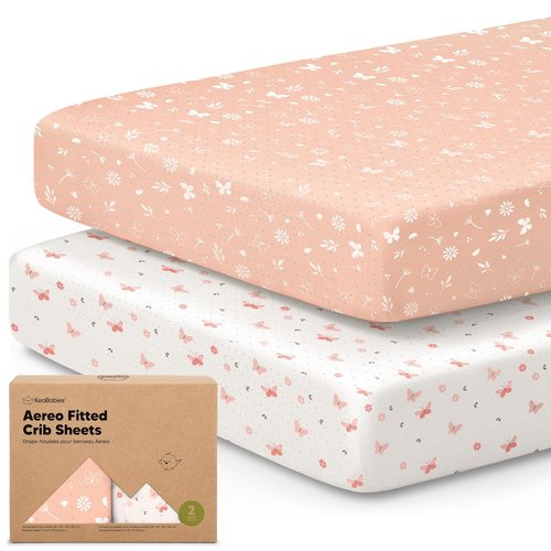 KeaBabies Fitted Crib Sheets - Soft Bamboo Viscose Cotton, 52x28, Durable & Breathable (Butterflies)