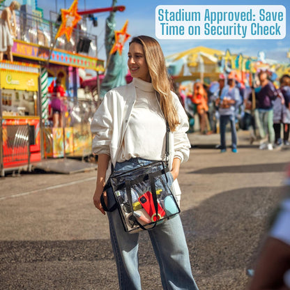 VENO Clear Tote Bag - Stadium Approved 2-Pack | Large Transparent Crossbody Bags for Events