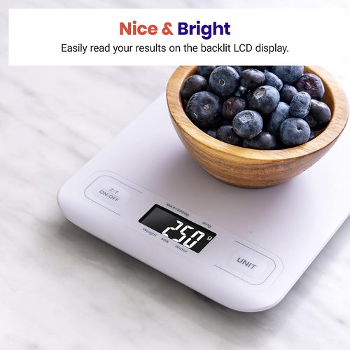 Etekcity Digital Food Kitchen Scale - Accurate Grams & Ounces Measurement for Baking & Meal Prep | Medium White