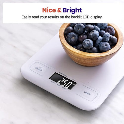 Etekcity Digital Food Kitchen Scale - Accurate Grams & Ounces Measurement for Baking & Meal Prep | Medium White
