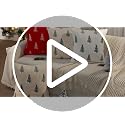 Christmas Pillow Covers 20x20 Set of 2 Blue Xmas Tree Decor Beige - Handmade