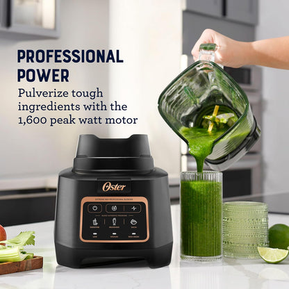 Oster Extreme Mix Blender - 64oz Glass Jar, 1600 Watts, 3 iBlend Presets & 24oz Blend-N-Go Cup